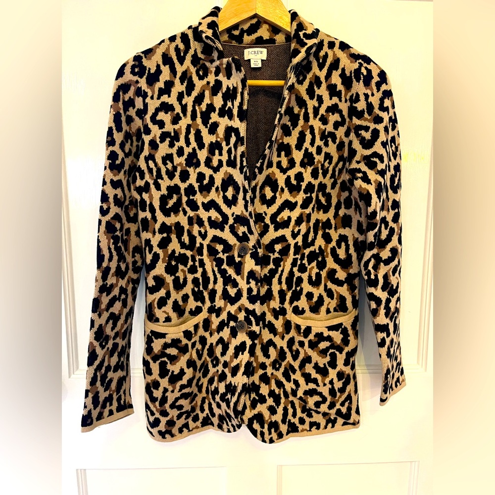 Jcrew sweater blazer in animal print